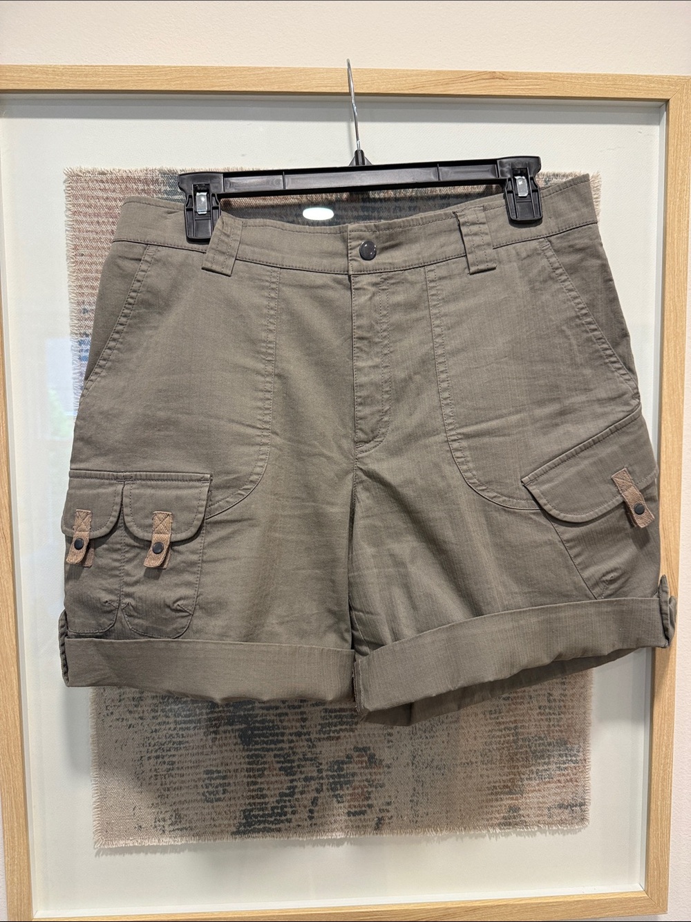 New Man Cargo Hiking Shorts Green Khaki French Sportswear Mens Size 40